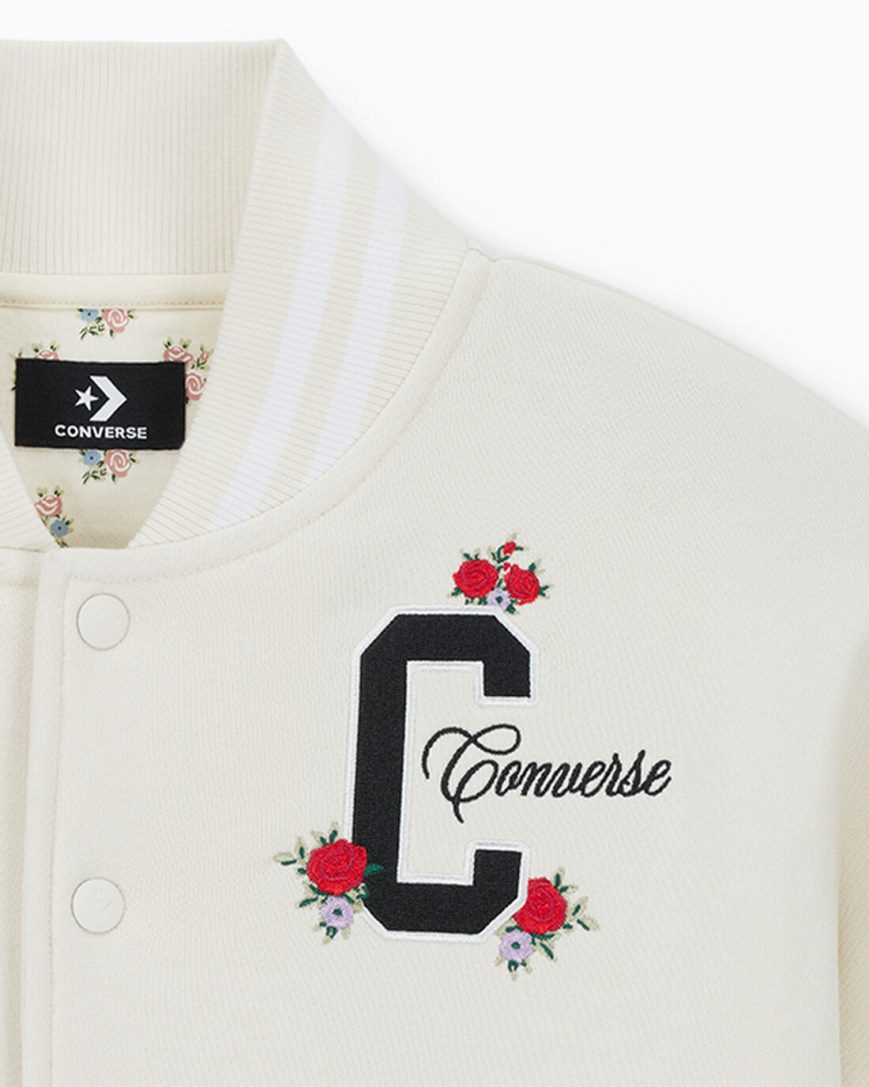 Jaqueta Bomber Converse Embroidered Rose Feminino Bege | PT J01P047